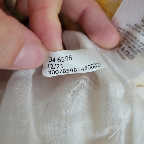 Express Yellow Gold Printed Flutter Sleeve Tie Front Midi Linen-Blend Dress Sz S - Picture 7 of 9